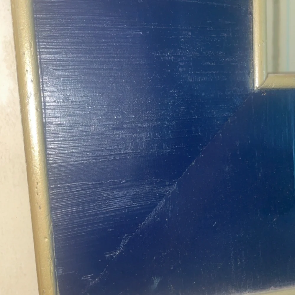 Large Navy Blue gold trim wooden mirror